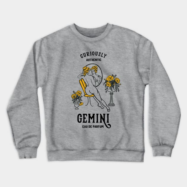 Gemini Eau De Parfum: Curisouly Authentic" Cool Zodiac Art Crewneck Sweatshirt by The Whiskey Ginger